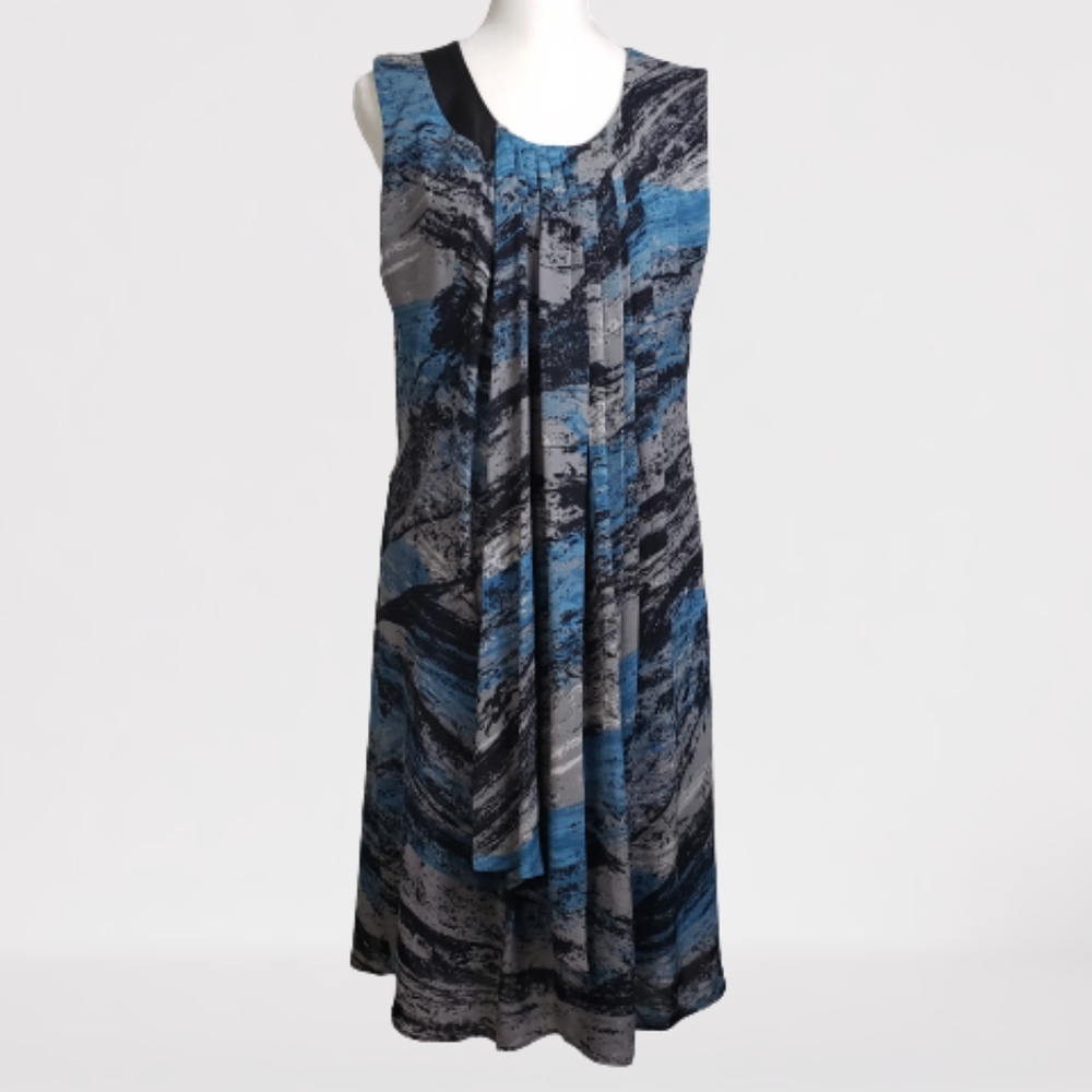 Anthropologie Poleci 100% silk dress grey blue 10
